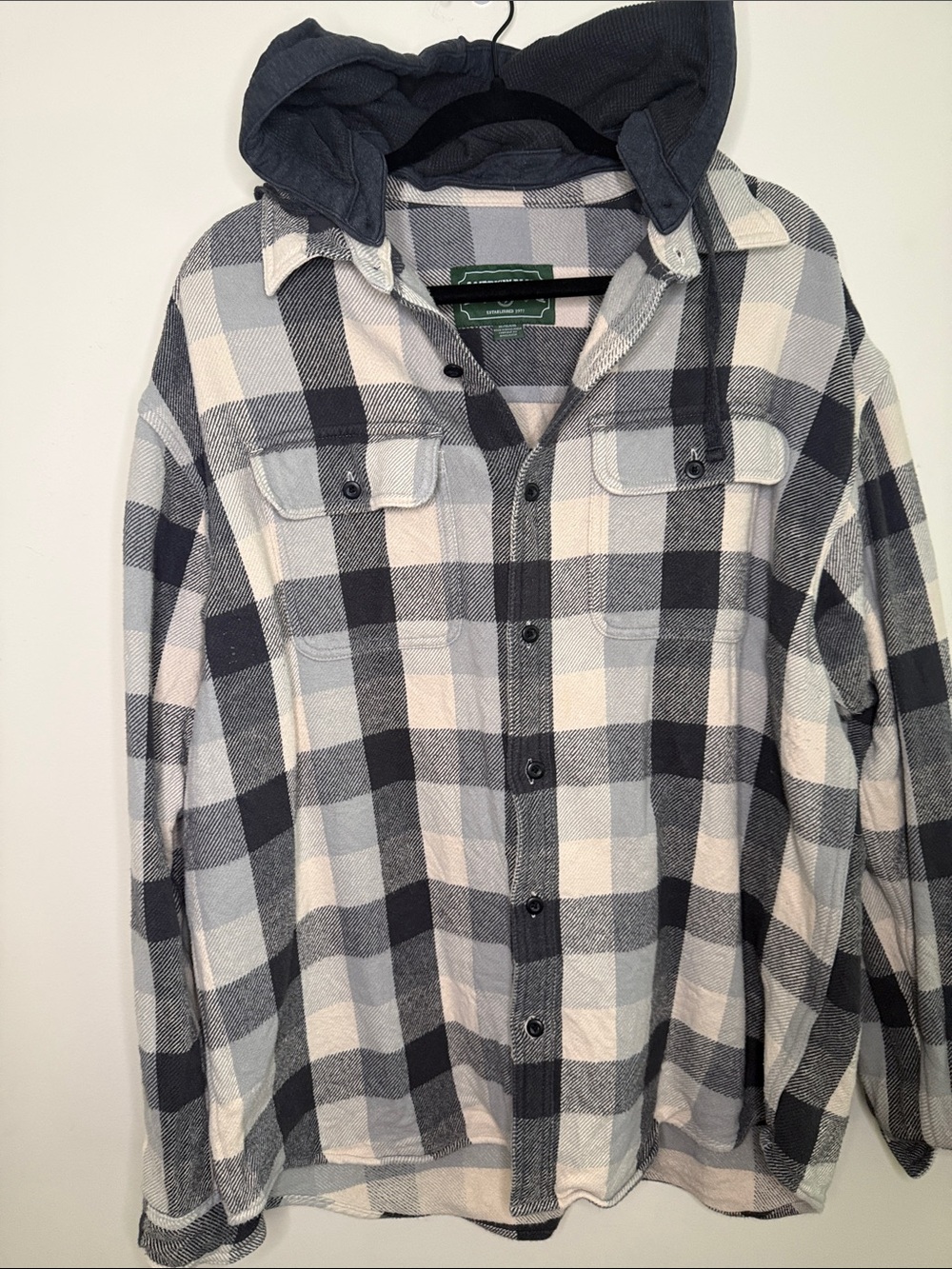 American Eagle Outfitters Plaid Button-Down Shirt Jacket in Black, Gray, White - Picture 1 of 3
